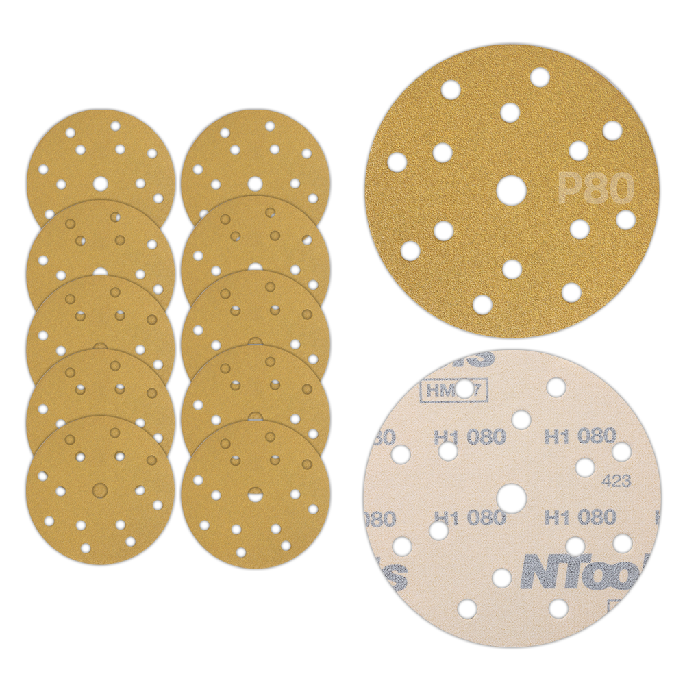 Disque abrasif auto-agrippant Ø150 mm NTools HMF 7 - 15 trous, anti-encrassement, lot de 10