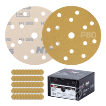 Set de disque abrasif auto-agrippant Ø150 mm NTools HMF 7 - 15 trous, anti-encrassement, boîte de 100