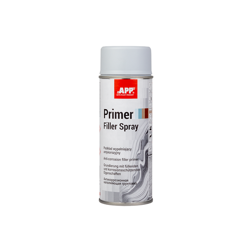 Apprêt garnissant anticorrosion 1K en bombe APP Primer Filler Spray - Adhérence multi-supports, séchage rapide, 400 ml