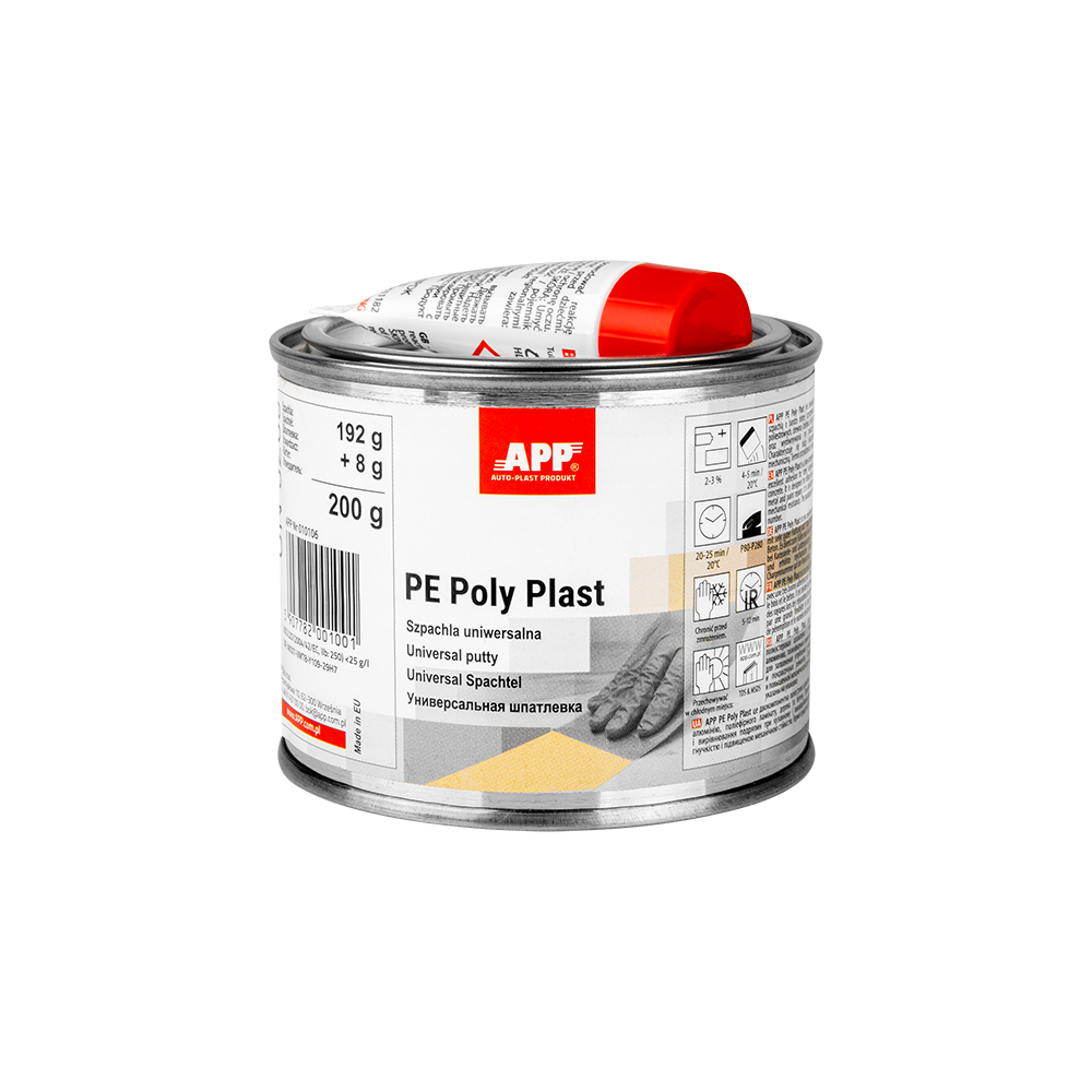 Mastic APP Poly Plast - Grain moyen et souplesse moyenne, pour carrosserie voiture