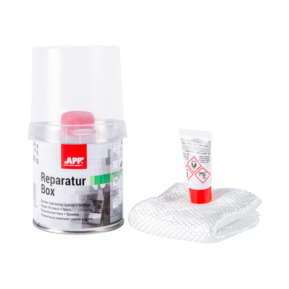 APP Reparatur Box Zestaw naprawczy żywica + tkanina | z utwardzaczem | 0,25 kg