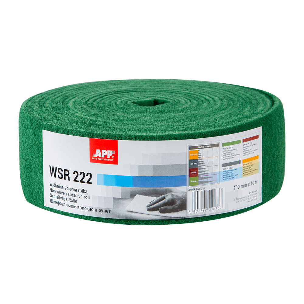 Rouleau de non-tissé abrasif APP WSR 222 - Anti-encrassement, pour zones difficiles d’accès, 100 mm x 10 m