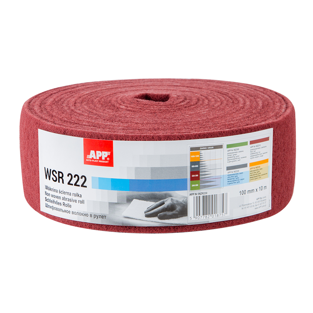 Rouleau de non-tissé abrasif APP WSR 222 - Anti-encrassement, pour zones difficiles d’accès, 100 mm x 10 m