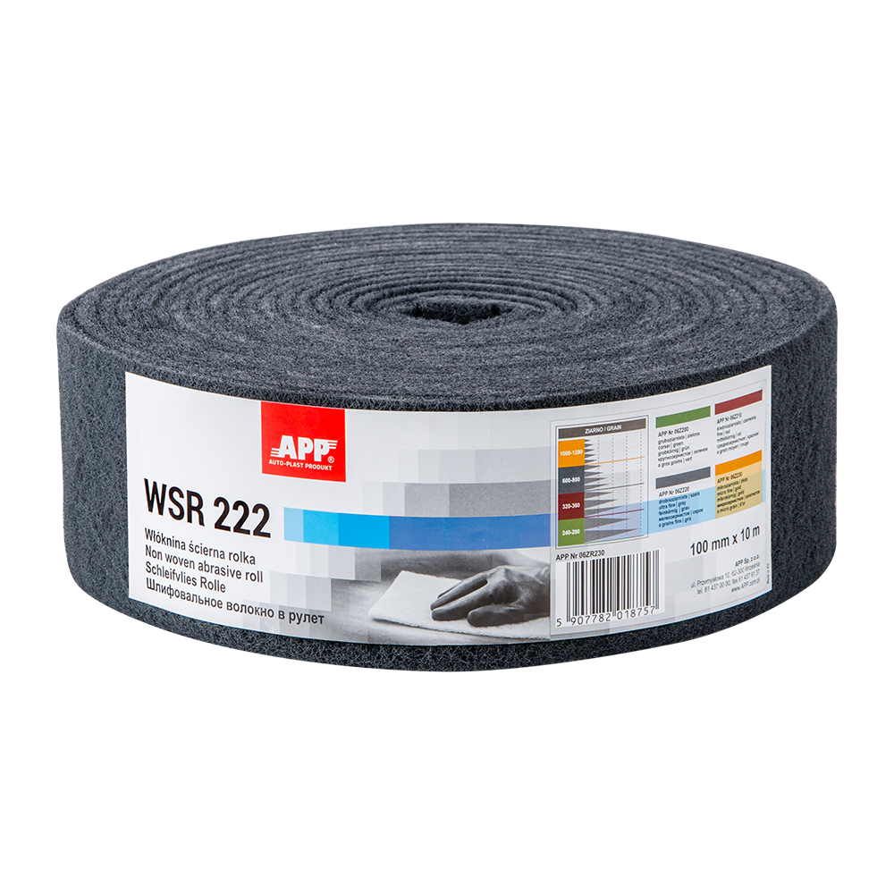 Rouleau de non-tissé abrasif APP WSR 222 - Anti-encrassement, pour zones difficiles d’accès, 100 mm x 10 m