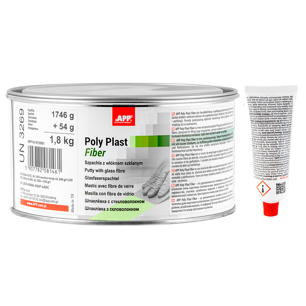 Mastic fibre de verre APP Poly Plast Fiber - Séchage rapide et bonne facilité de ponçage
