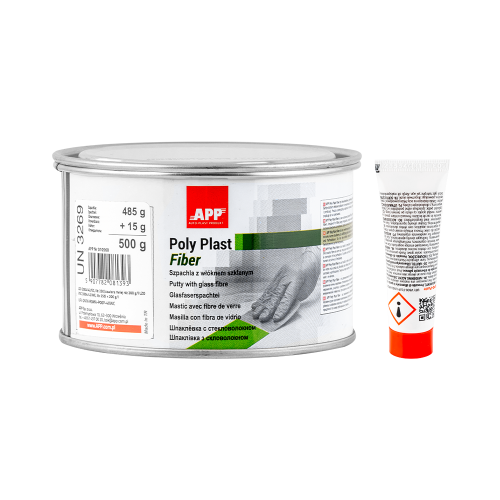 Mastic fibre de verre APP Poly Plast Fiber - Séchage rapide et bonne facilité de ponçage