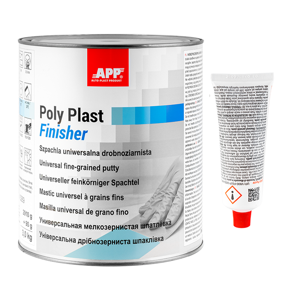 Mastic de finition carrosserie APP Poly Plast Finisher - Fini très lisse, universel
