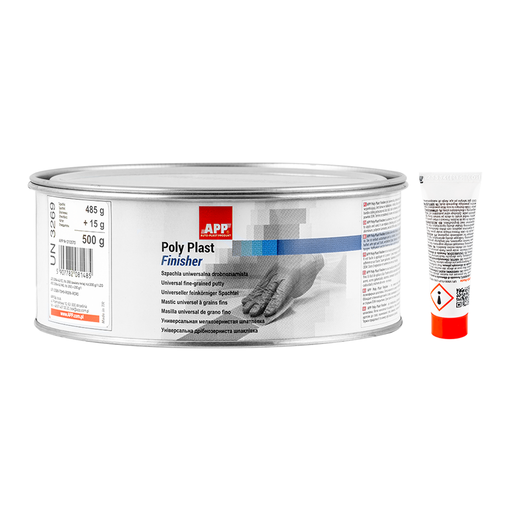 Mastic de finition carrosserie APP Poly Plast Finisher - Fini très lisse, universel