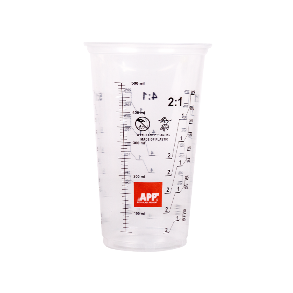 APP Cup Eco 500 - Kubek do mieszania farb i lakierów z podziałką transparentny 500ml op (50szt) (1)