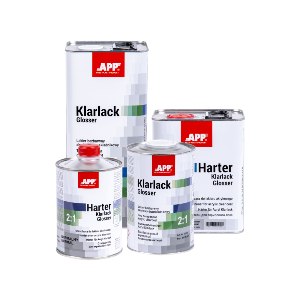 APP Klarlack Glosser 2:1+ Harter - Utwardzacz do lakieru akrylowego 4x5L lak+2x2 5L utw.nor.+2x2 5L utw.szyb 30L (1)