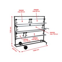NTools SPM 5 - Stojak poziomy dla 5 rolek papieru do maskowania od 30cm do 120cm 32kg 1500 x 620 x 1330mm(2)