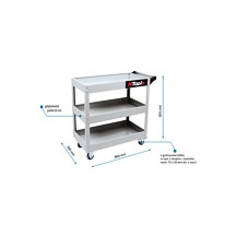 NTools 3S - Wózek warsztatowy trzypółkowy 22kg szary 800 x 390 x 835mm (3)
