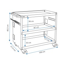 APP 3S Heavy - Wózek warsztatowy trzypółkowy 1000mm x 475mm x 855 mm 28kg (2)