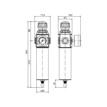 APP E34 - Kabinowy filtr powietrza z regulatorem i manometrem 10 mikronów 1/2"(2)