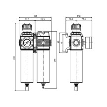 APP E32 A - Kabinowy blok filtracyjny z regulatorem manometrem i separatorem oleju 1/2"(2)