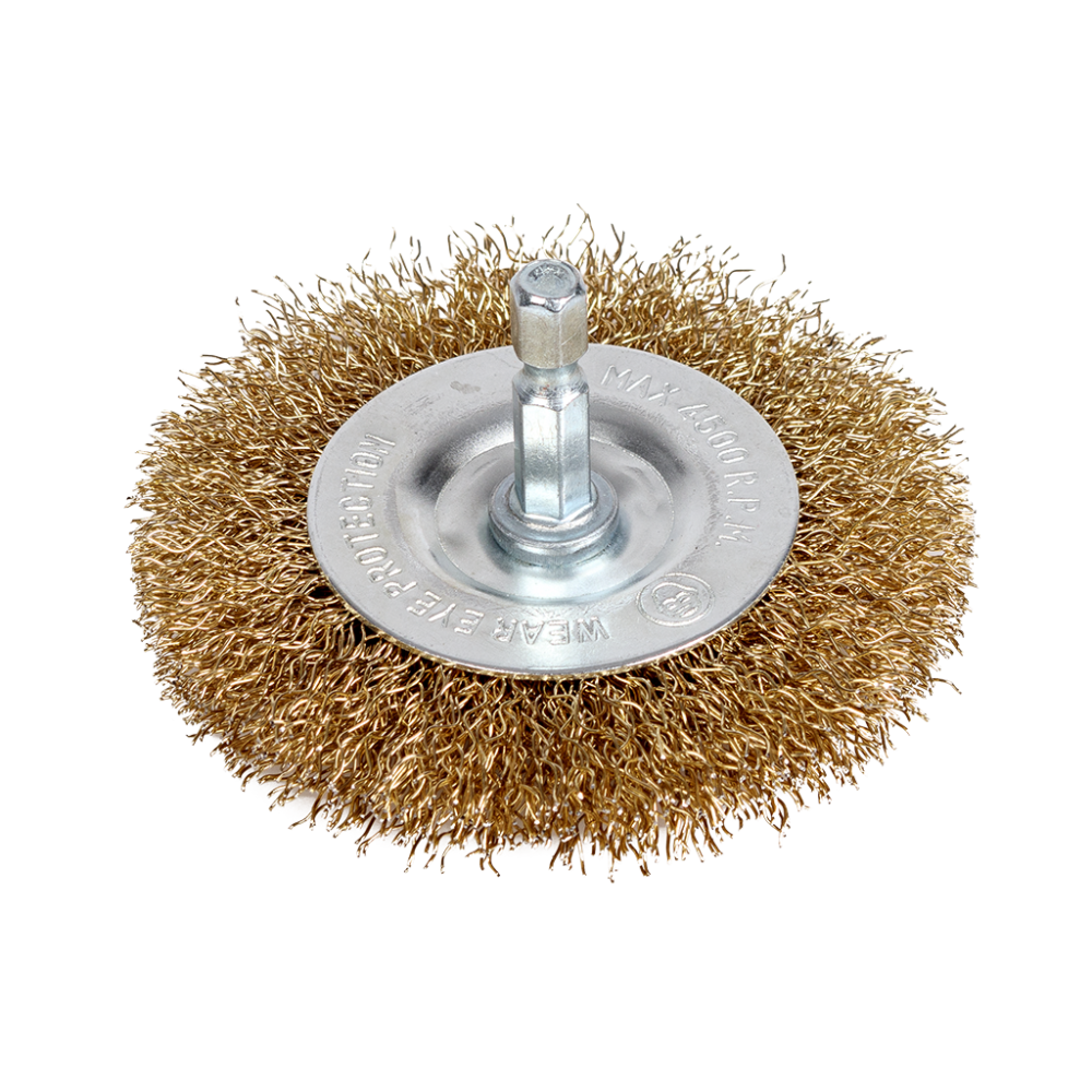 NTools Wire Brush 75P - Szczotka druciana trzpień hex 1/4" płaska d 75 mm (1)