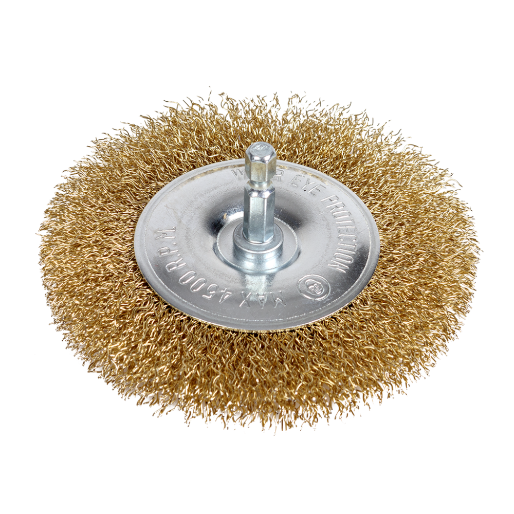 NTools Wire Brush 100P - Szczotka druciana trzpień hex 1/4" płaska d 100 mm (1)
