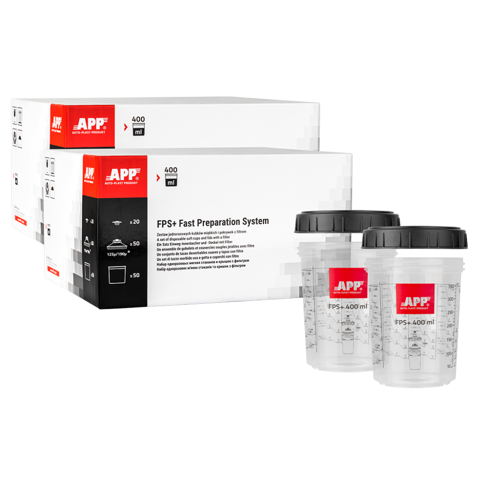 APP FPS Fast Preparation System SET - Zestaw kubków miękkich i kubków twardych z podziałką 400 ml op (100szt)
