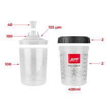 APP FPS Fast Preparation System SET - Zestaw kubków miękkich i kubków twardych z podziałką 400 ml op (100szt)