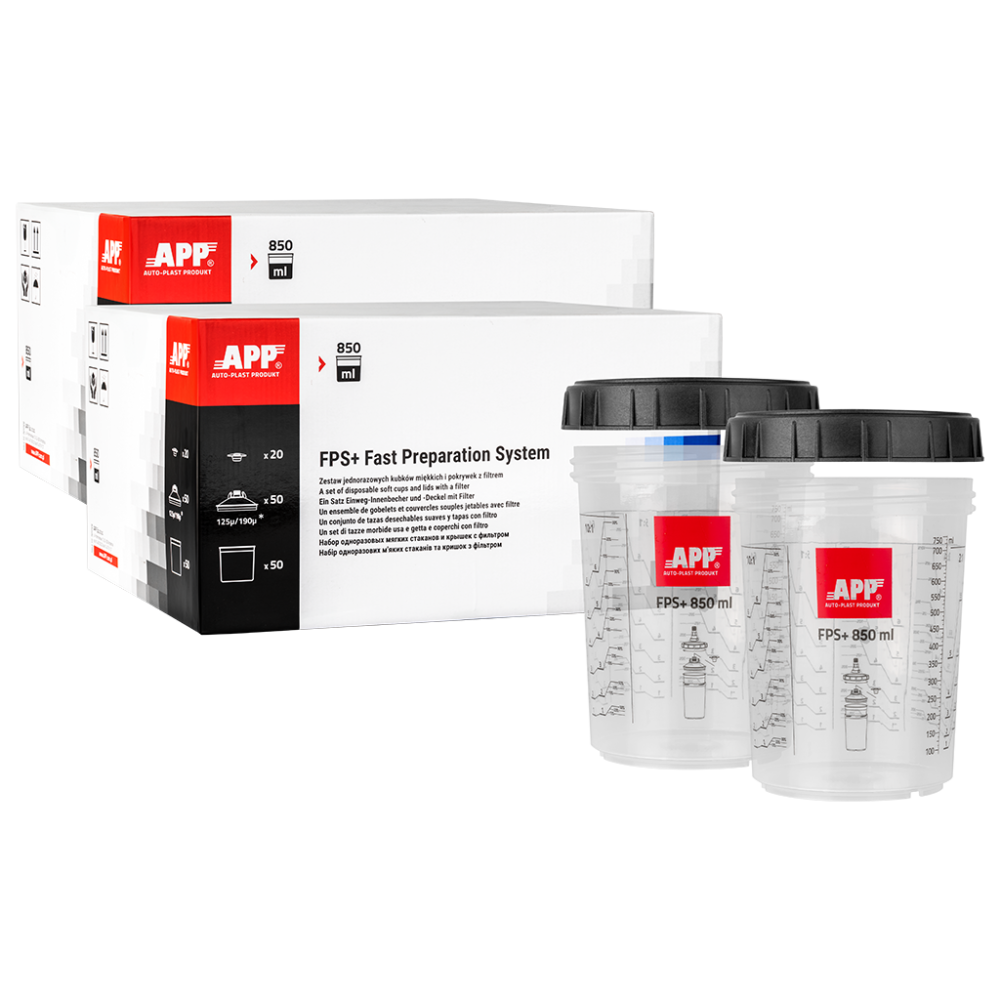 APP FPS Fast Preparation System SET - Zestaw kubków miękkich i kubków twardych z podziałką 850 ml op (100szt)