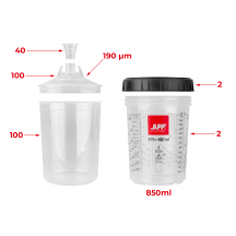 APP FPS Fast Preparation System SET - Zestaw kubków miękkich i kubków twardych z podziałką 850 ml op (100szt)