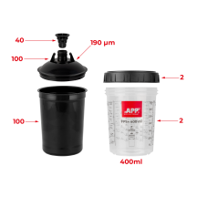APP FPS Fast Preparation System SET - Zestaw kubków miękkich i kubków twardych z podziałką UV 400 ml op (100szt)