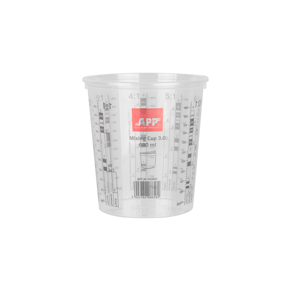 APP Mixing Cup 2.0 - Kubek do mieszania farb i lakierów + przykrywka 3.0 transparentny 750/600 ml op (25szt)
