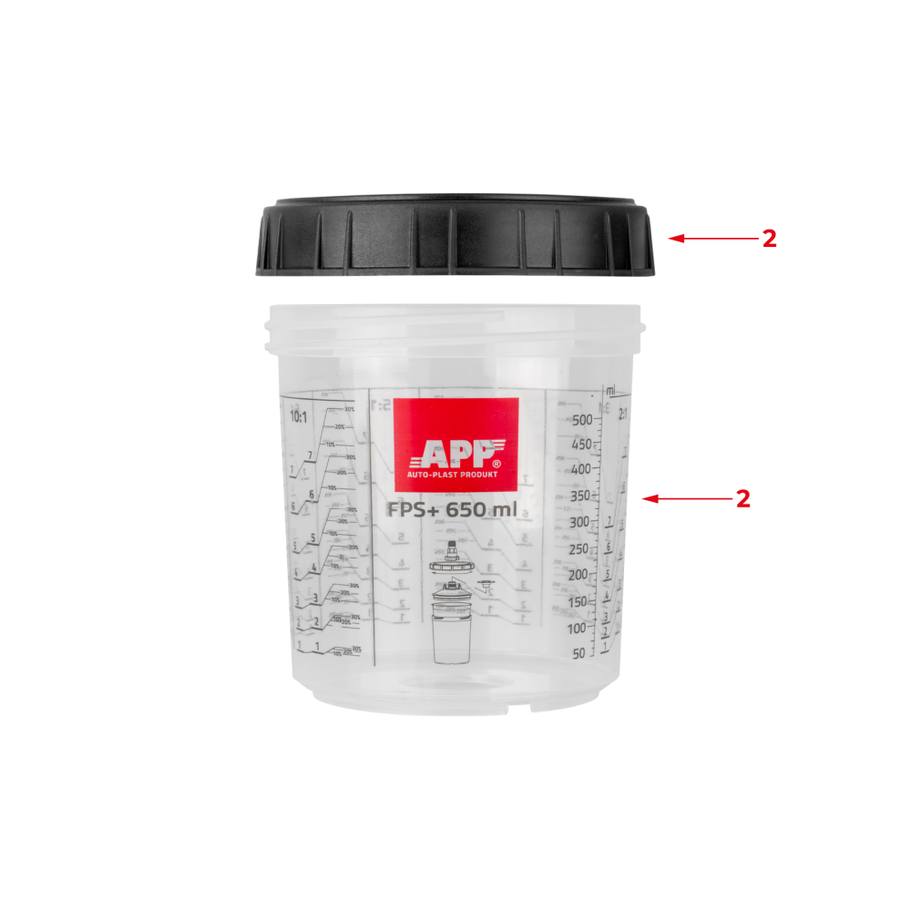 APP Fast Preparation System - Kubek twardy z podziałką i nakrętką 650 ml op. 2 szt.