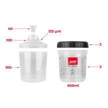 Zestaw kubków miękkich i kubków twardych z podziałką APP FPS SET 650 ml op. 100 szt. 125 µm