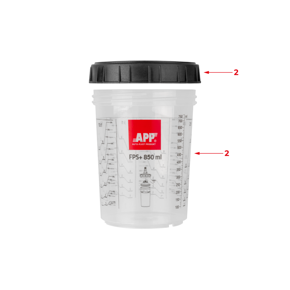 APP Fast Preparation System - Kubek twardy z podziałką i nakrętką 850 ml op. 2 szt.