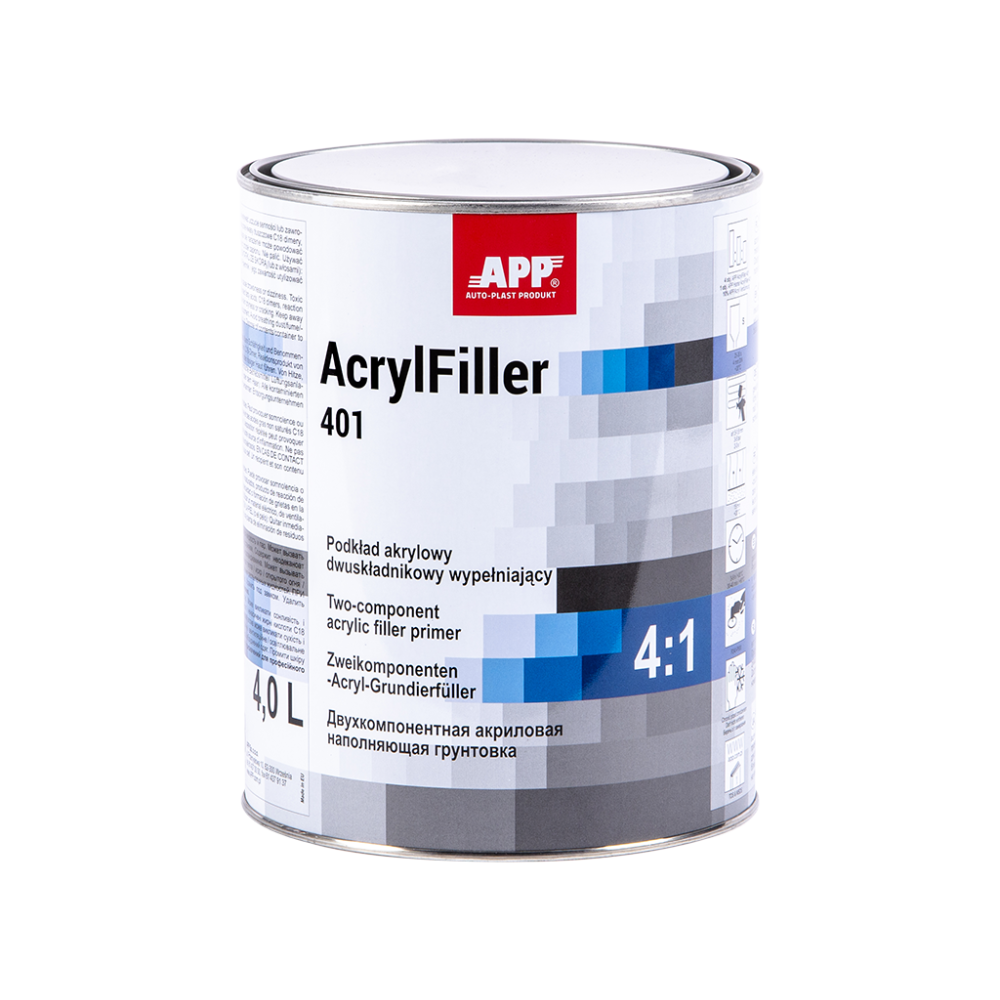 APP AcrylFiller 401 4:1 - Podkład akrylowy dwuskładnikowy wypełniający Biały 4 0L(1)