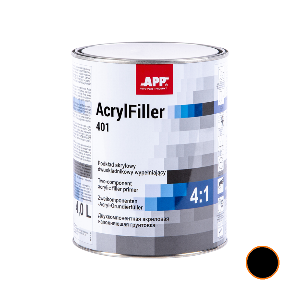 APP AcrylFiller 401 Podkład akrylowy dwuskładnikowy wypełniający Czarny 4 0L