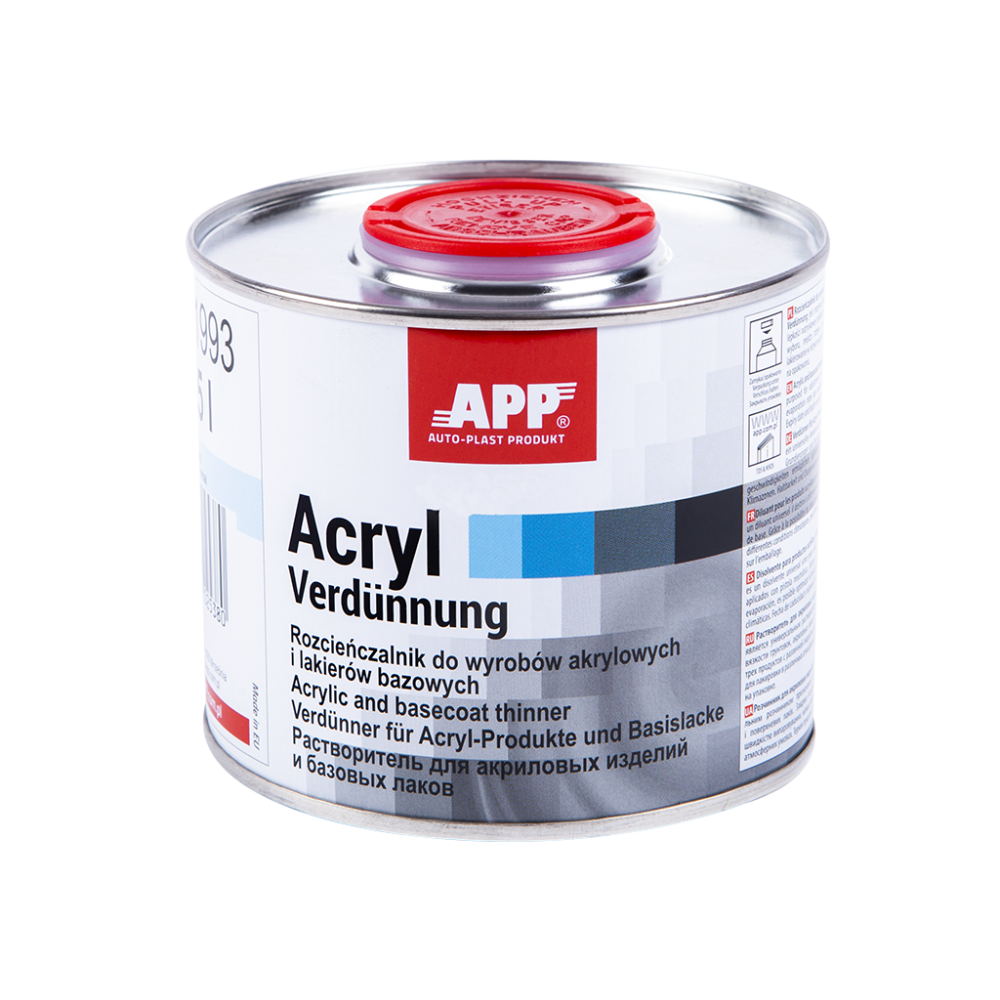 APP Acryl Verdunnung. Rozcieńczalnik do wyrobów akrylowych i lakierów bazowych Normalny 0 5 L