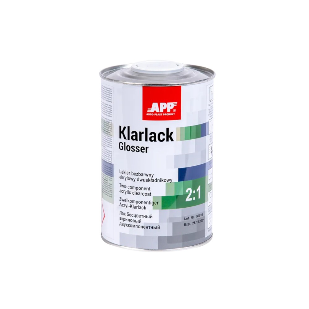 APP Klarlack Glosser 2:1 - Lakier bezbarwny akrylowy dwuskładnikowy 1 0L bezbarwny