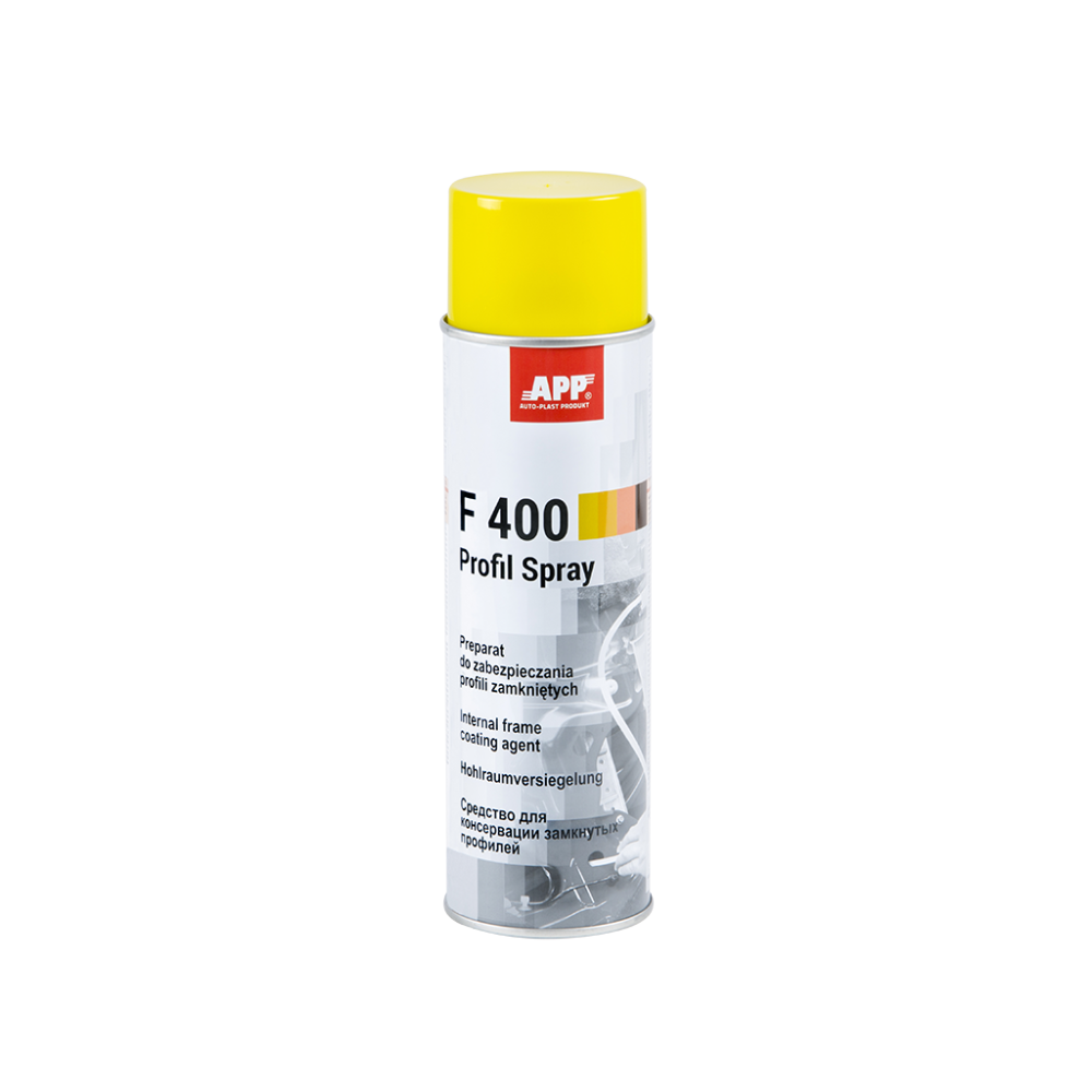 APP F400 Spray Profil Preparat do zabezpieczania profili zamkniętych. bursztynowy spray