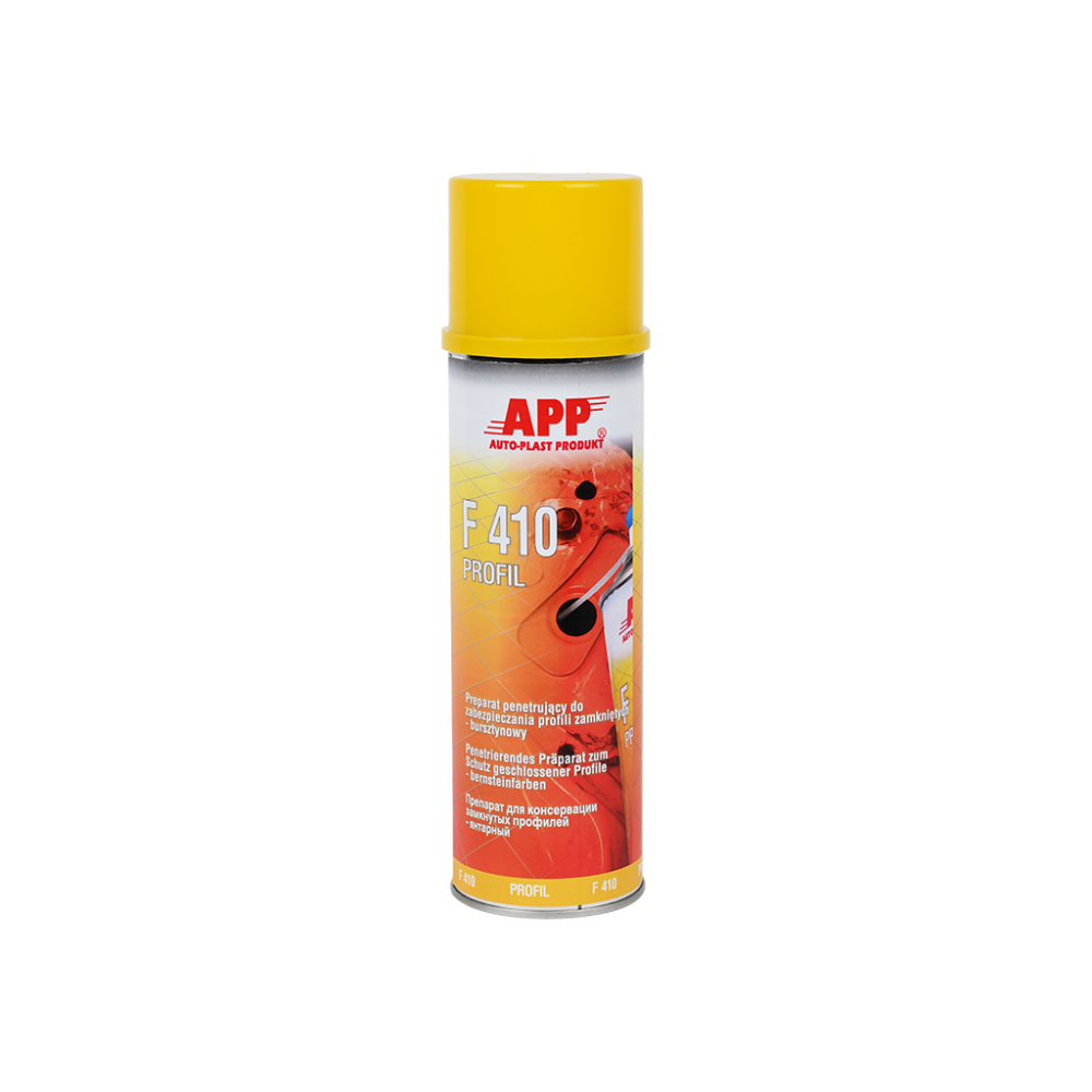 APP F410 Spray Profil Preparat do zabezpieczania profili zamkniętych. bursztynowy spray