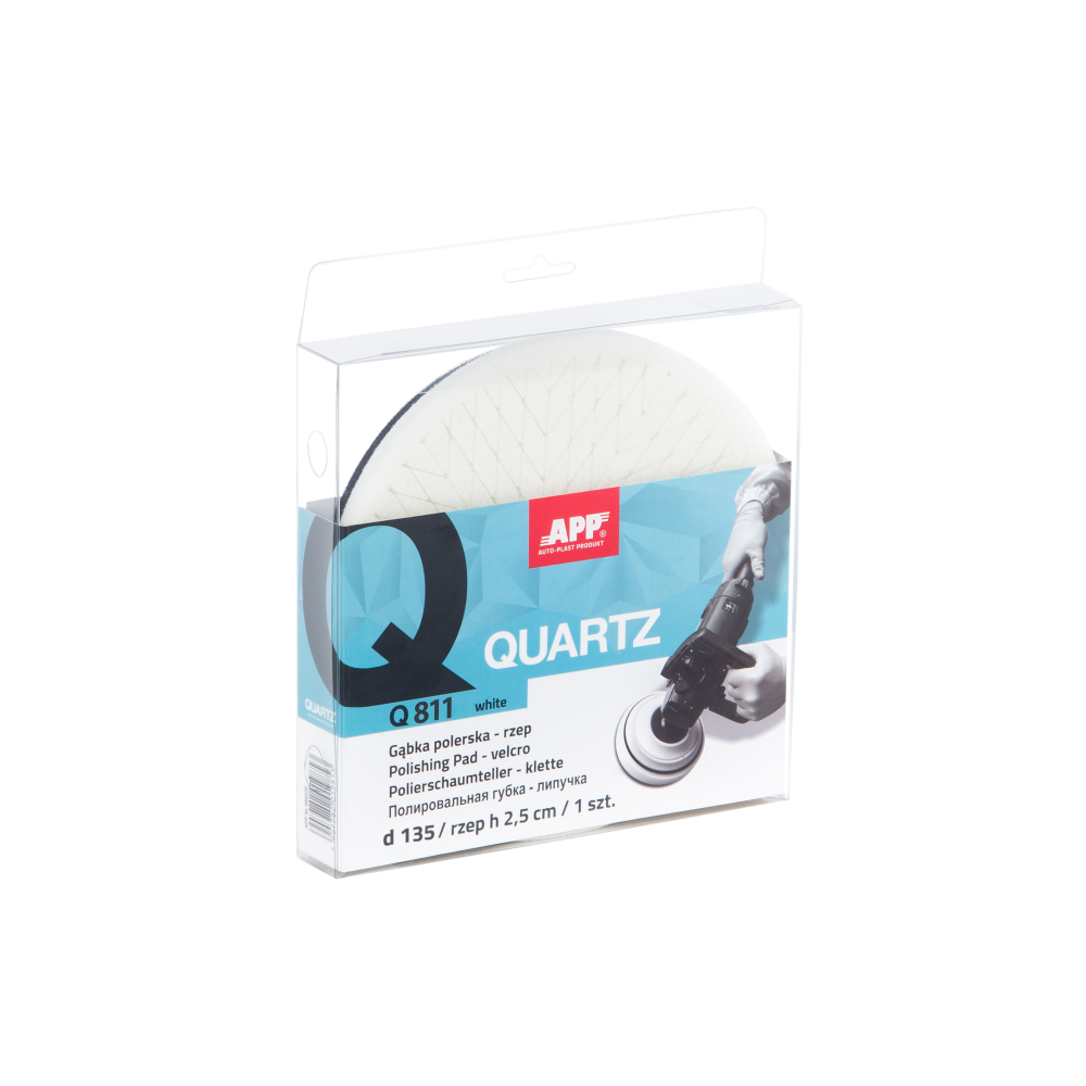 APP QUARTZ Q811 - Gąbki polerskie warstwowe d135 i d160 / h25 otwarto komórkowe białe twarde mocowane na rzep biały d135 h25 (1)