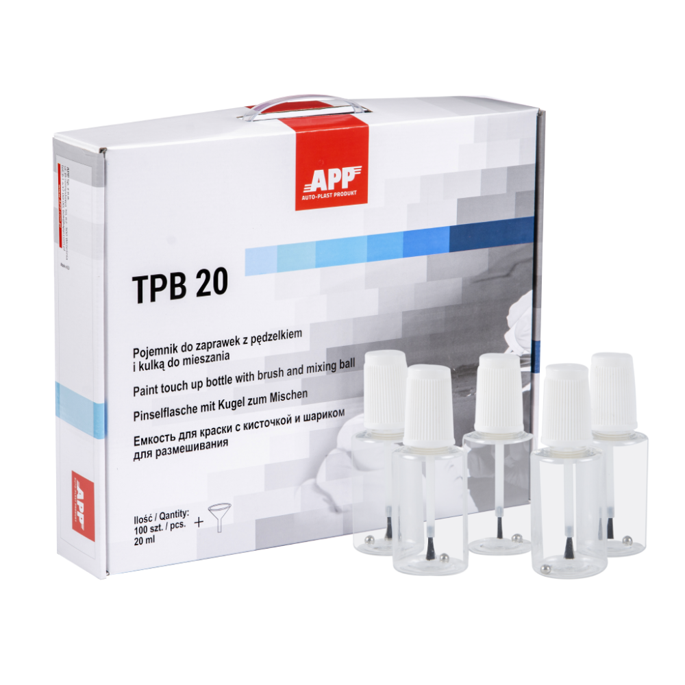 APP TPB20 - Pojemnik do zaprawek z pędzelkiem i kulką do mieszania 20ml op.10szt (1)