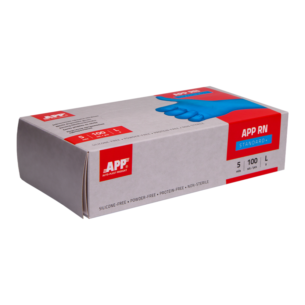 APP STANDARD + Jednorazowe rękawice nitrylowe Kolor niebieski L opak. (100szt)