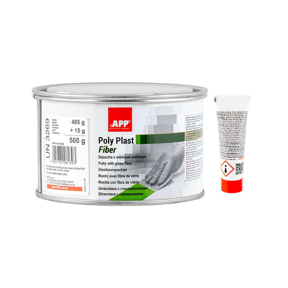 Szpachla z włóknem szklanym i utwardzaczem APP Poly Plast Fiber 0 5kg