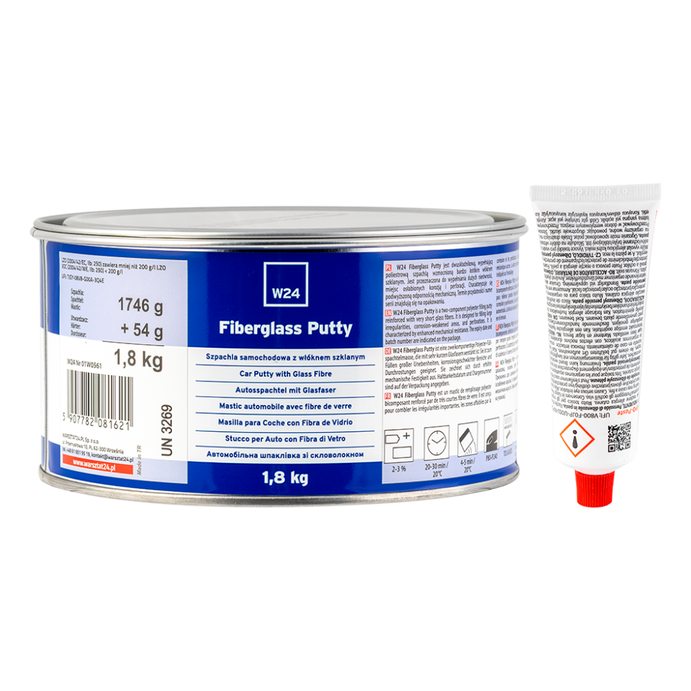 W24 Fiber Glass Putty - W24 Fiber Glass Putty - Szpachla samochodowa z włóknem szklanym z utwardzaczem 1 80kg