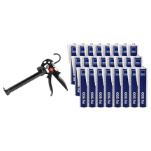 W24 Zestaw - W24 PU 500 (biały) + W24 Caulking Gun - Masa poliuretanowa W24 PU 500 kolor biały (24 szt.) i wyciskacz W24 Caulkin