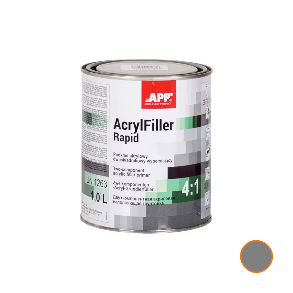 Podkład akrylowy dwuskładnikowy wypełniający APP AcrylFiller Rapid Szary 1 0L