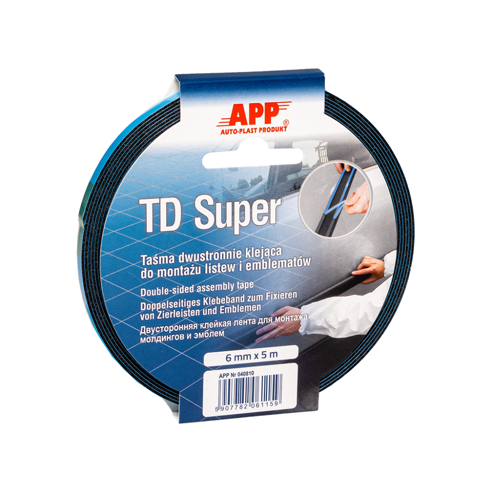 APP TD Super Taśma dwustronnie klejąca 6 mm x 5 m Kolor niebieski(1)