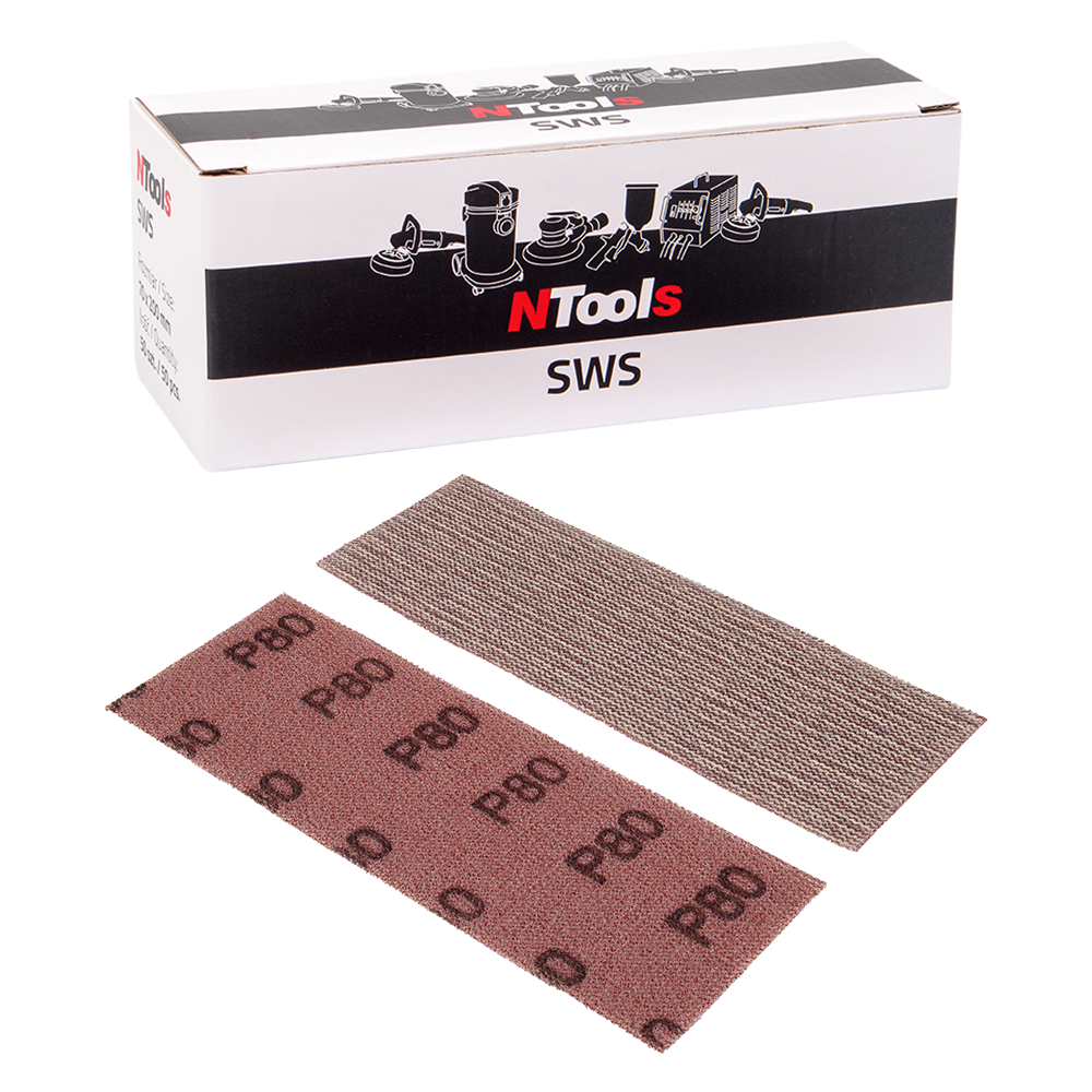 Bande abrasive en maille auto-agrippante NTools SWS - Grain agressif, 70 x 198 mm, 50 pièces