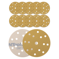 Disque abrasif auto-agrippant Ø150 mm NTools HMF 7 - 15 trous, anti-encrassement, lot de 10